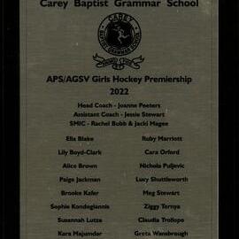 APS AGSV Girls Hockey Premiership Team, 2022