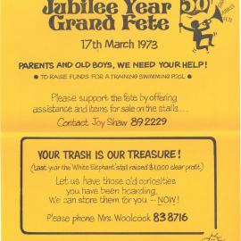 Jubilee Year Grand Fete flyer, 1973