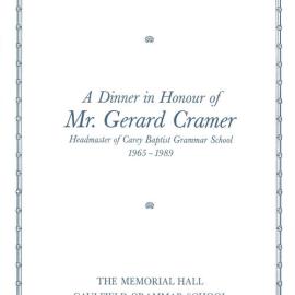 A dinner in honour of Mr. Gerard Cramer, 1989