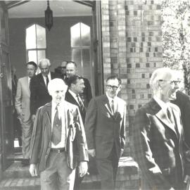 Foundation scholars leaving Foundation Day School Assembly in the Memorial Great Hall, 1973