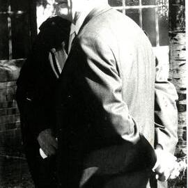 Dr Harold Moore outside the Memorial Great Hall, circa 1973