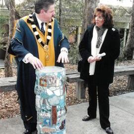 Mosaic drinking fountain at Warrandyte Federation Playspace, 2002