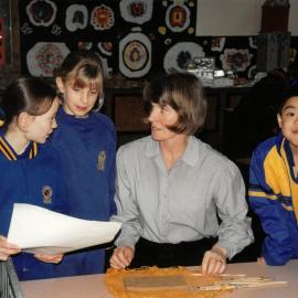Linda Risby Andrews and students, circa 2000