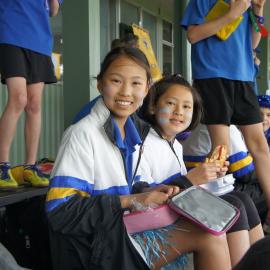 Lyall House members with banner, 2013