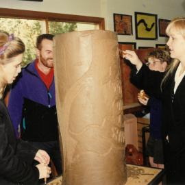 Staff carving totems for the Donvale amphitheatre project, 1999