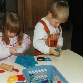 Donvale Pre-School children playing with playdough, circa 1996