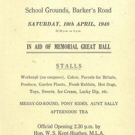 Flyer advertising Silver Jubilee Fete, 1948