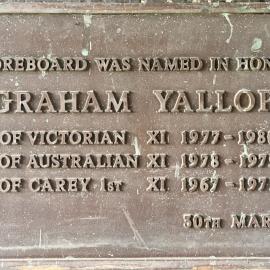 Graham Yallop scoreboard plaque, 1984