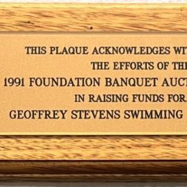 The Geoffrey Stevens Swimming Pool Complex plaque, 1991