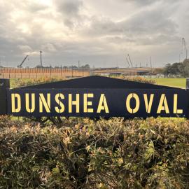 Dunshea Oval sign, 2026