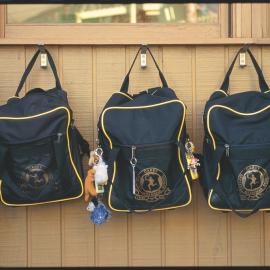 School bags on hooks at Donvale, 2002