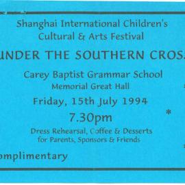 'Under the Southern Cross' ticket, 1994