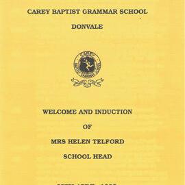 Welcome and induction of Mrs Helen Telford (School Head), 1992
