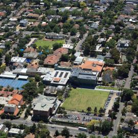 Aerial view of the Kew campus with Barkers Road in the foreground, 2017