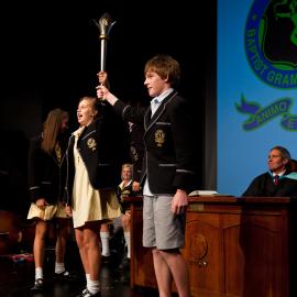 Middle School Founders assembly at which captains receive torch, 2010