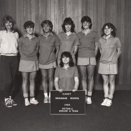 Girls' senior A netball premiership team, 1984