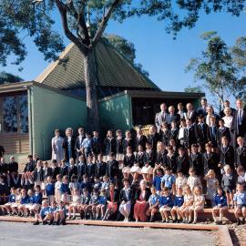 All students and staff on opening day, 1989