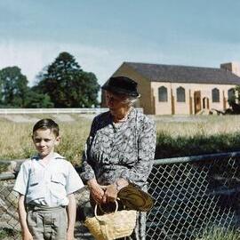 John Lander with his grandmother, 1954