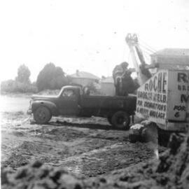 Roche Bros preparing the new oval, 1956