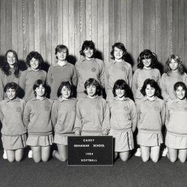 Girls' softball team, 1984