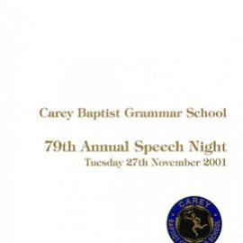 79th Speech Night Programme, 2001