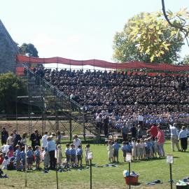 Getting ready for the whole school photograph, 2003