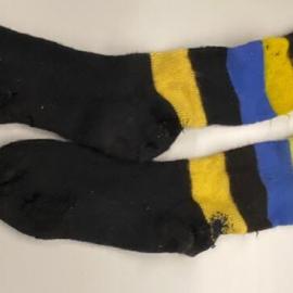 Keith Farrer's football socks, c1933