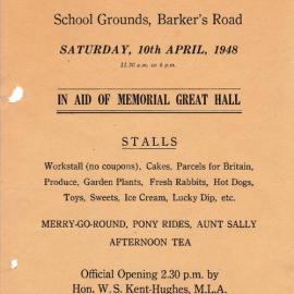 Flyer advertising Silver Jubilee Fete, 1948