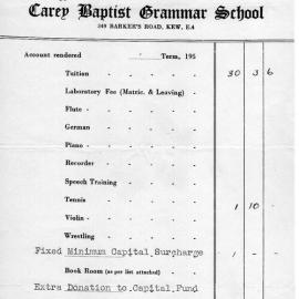 Term 3 school fees, 1954