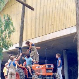 Cross installation at Donvale campus, 1988
