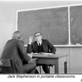 Jack Stephenson in portable classroom, 1970