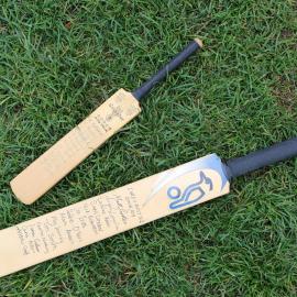 Miniature commemorative cricket bats, 2019