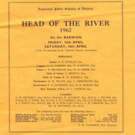 Head of the River official programme, 1962