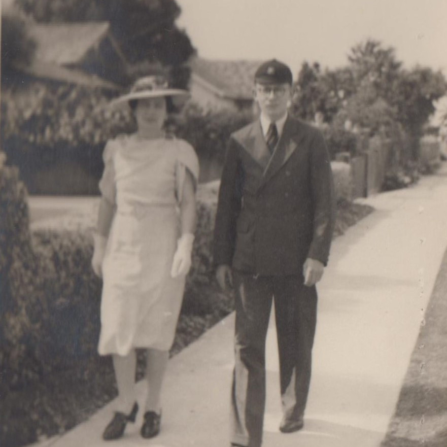 Beth and Mark Stump in school uniform, 1942