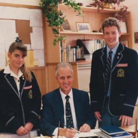 Don Brown and inaugural school captains, circa 1989