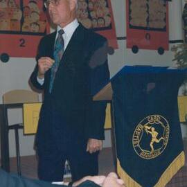 Don Brown at the lecturn, circa 1990