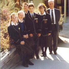 Don Brown with Year 7 & 8 students, 1990