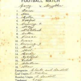 AGSV football match team list, 1933