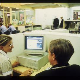 Students using computers, 1990s
