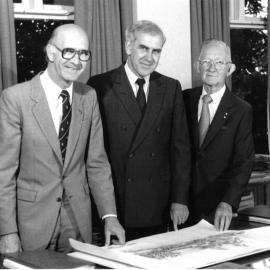 Mr Gerard Cramer, Malcolm Vawser and Geoff Stevens, 1985
