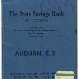 State Savings Bank of Victoria passbook for the Carey Patrons' Association, 1931