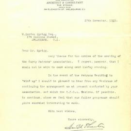 Letter from Harold Tranter to Gordon Sprigg, 1935