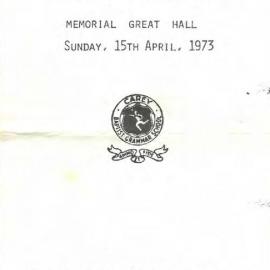 Jubilee thanksgiving service programme, 1973