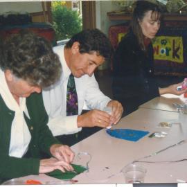 Jon Abbott and Robyn Croucher in the art room, 1990s