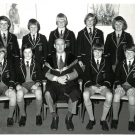Junior School Headmaster with Senior Boys, 1975