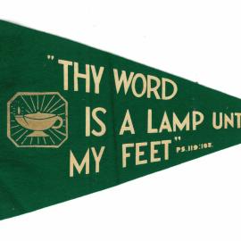 "Thy word is a lamp unto my feet" pennant, 1950s