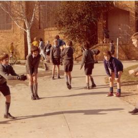 Playing handball, 1975