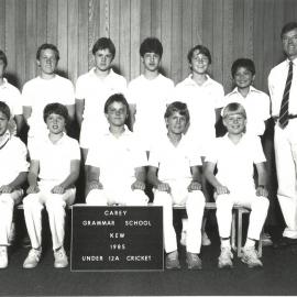 Under 12A cricket team, 1985
