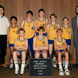Junior School Under 13A basketball team, 1990