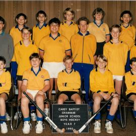 Junior School boys hockey Year 7, 1990